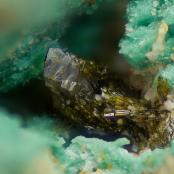 Fornacite and Chrysocolla from Singer Mine, Goodsprings Dist., Clark Co. NV
FOV: 0.634 mm