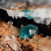 Chlorargyrite on Rosasite, Silver Coin Mine, Humboldt Co., NV
FOV: 1.25 mm